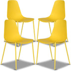 Poly & BARK Isla Modern Kitchen Chairs Set of 4 - Plastic Dining Chair with Metal Legs - Quick Assembly Simple Cafe Chairs Plastic for Indoor or Outdoor - Sunburst Yellow