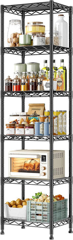 6 Wire Shelving Metal Shelves Storage Rack:Adjustable Storage Shelves Standing Shelf Units and Narrow Shelf for Laundry Bathroom Kitchen Pantry Closet Office 15.8" w*11.8" D*63" H