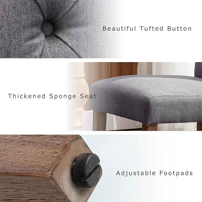 COLAMY Button Tufted Dining Chairs Set of 4, Parsons Upholstered Fabric Dinin...