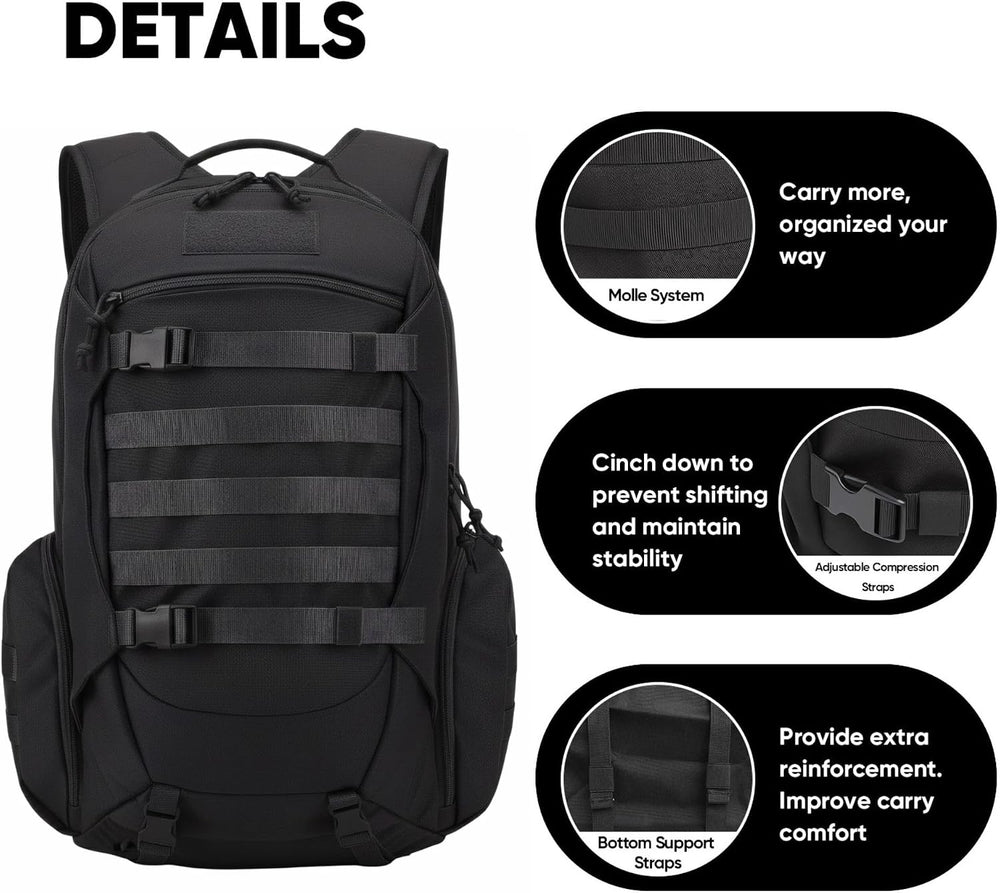 35L Tactical Backpack for Men, MOLLE Military Bug Out Bag, Waterproof Rucksac...