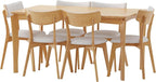 Christopher Knight Home Indoor Wood and Fabric 7 Piece Dining Set, Natural Oak and Light Beige