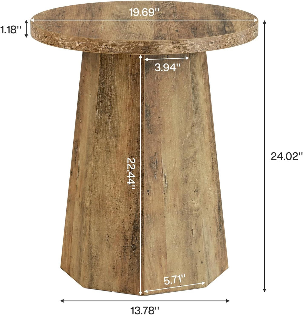 Tribesigns Farmhouse Round End Table, Wooden Couch Side Table with Octagonal ...