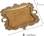 Funly mee Antique Trinket Dish Vintage Metal Jewelry Tray, Wedding Ring & Necklace Holder -8 x 7 inches (Gold, M)