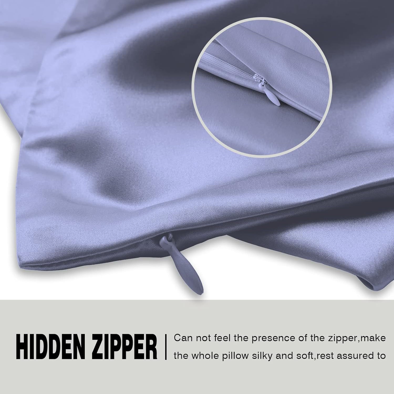 Natural Mulberry Silk Pillowcase for Hair and Skin Queen Size 20"X30" Silk Pillow Case with Hidden Zipper Soft Breathable Smooth Cooling Silk Pillow Covers for Sleeping(Grayish Blue,Queen,1Pcs)