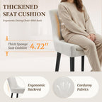 Modern Dining Room Chairs Set of 6 with Mid Back and Wood Legs, Upholstered Kitchen Chairs for Dining Room/Living Room, Beige