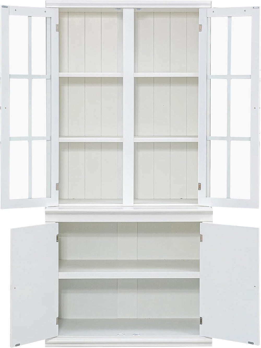 Havemies 36” Wide Freestanding Pantry with Glass Lattice Door, 75” Tall Farmh...