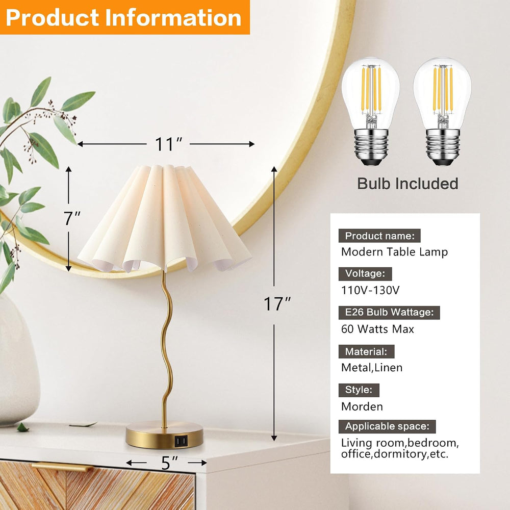 EOEYYOYB Pleated Table Lamp, Table Lamp for Bedroom, Bedside Lamps for Nights...