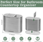Toothbrush and Toothpaste Holder with Divider for Bathroom Countertop Organizer, 2 Slots Electric Toothbrush Holders Storage Caddy Drainage for Family, Kids (Brushed Silver)