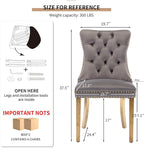 Mid Century Modern Dining Chairs Set of 4, Grey Velvet Upholstered Tufted Back, Kitchen & Dining Room Chairs, Gold Metal Legs, Nailhead Trim, Sillas para Comedor (Gray, 4 Pcs)
