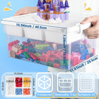 Creahaus 16L Organizers and lego storage Box with Removable Tray and lego building tray kids storage boxes Craft Box for Lego Art, Playdoh, Tool, Craft, Toy(Clear)