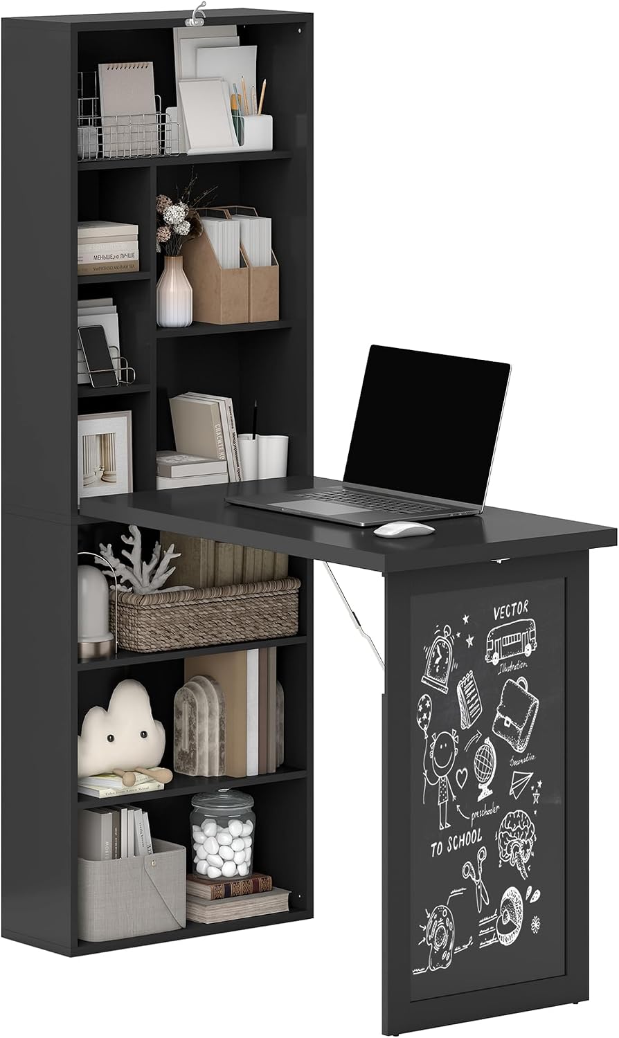HOMCOM Foldable Convertible Writing Table Computer Desk, Black