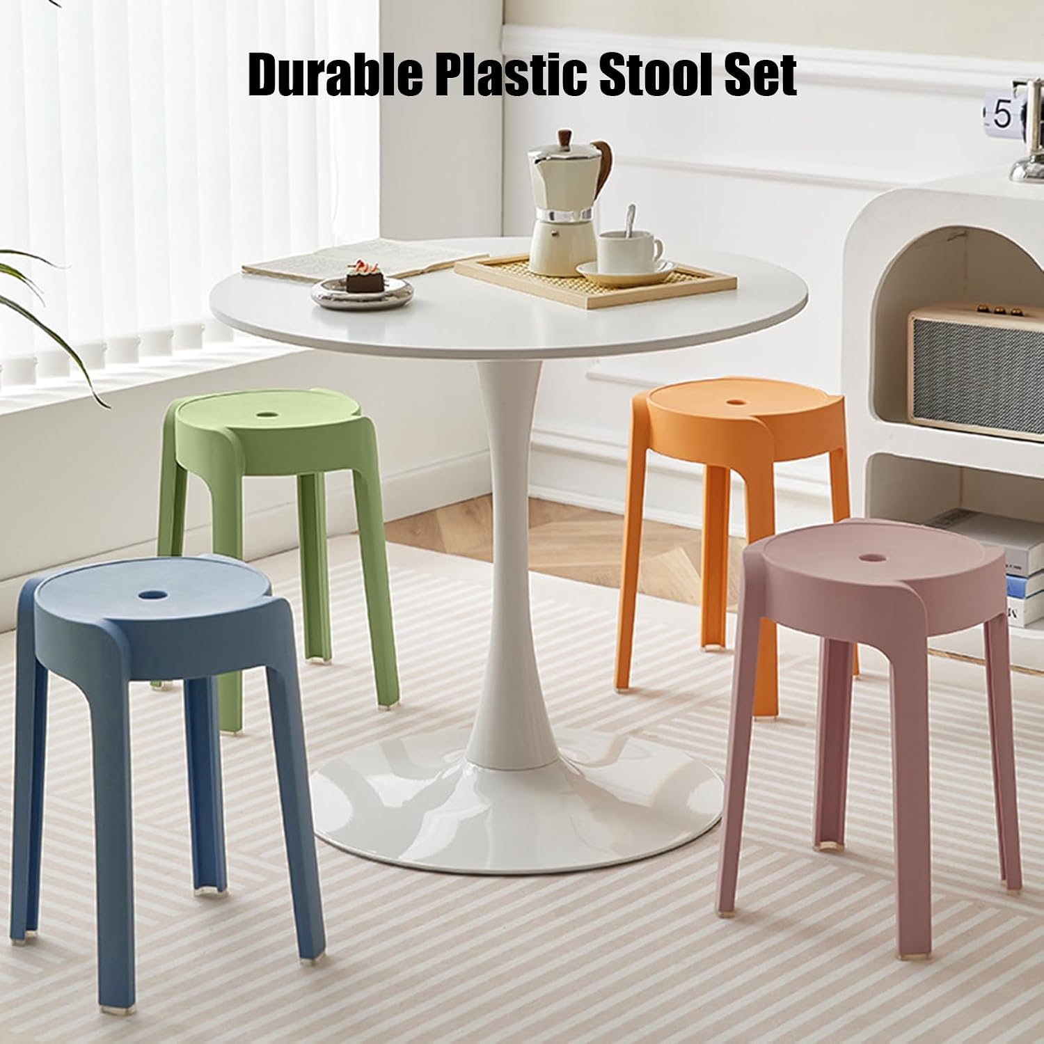 Portable Plastic Stools, 6-Pack Stackable Nesting Stools for Kitchen Bar, Classroom, Outdoor & Party - Lightweight, Heavy Duty 330lbs, Easy Clean, Space-Saving Foldable Design 6pcs