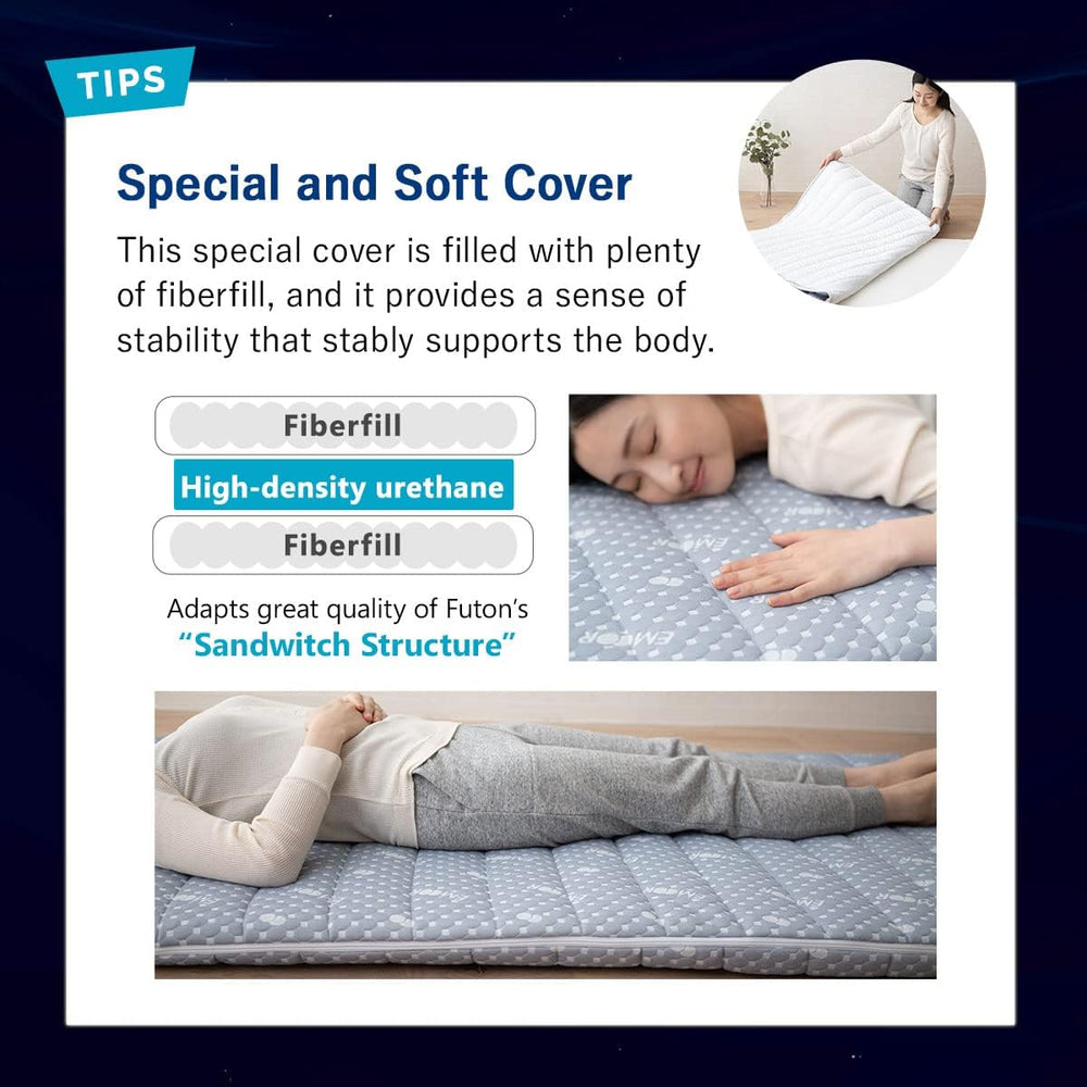 EMOOR Foldable Hybrid Futon Mattress, High-Resilience Urethane Foam 150N with...