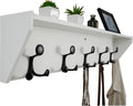 WEBI Wall Shelf with Hooks Underneath,35” Long Wall Mounted Coat Rack with Shelf,Entryway Coat Rack with 5 Triple Hooks for Hanging Coats,Jacket,Hallway,Bedroom,Mudroom,White