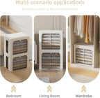 FHSQX 6 Pack Clothes Storage Bins,Ivory White, 16.5x12.2x12.2inch (40L) | ‎Portable, Large Clear Window, Stackable, Durable Handles, Foldable
