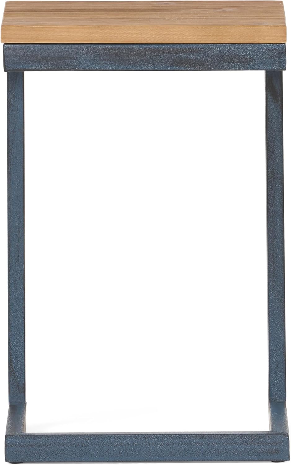 C-Shaped Side Table with Natural Wood Top and Metal Frame, Rectangular, for L...