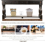 Merax Wood Farmhouse Entry Way Hallway Table with Drawers and Bottom Shelf Narrow Long Sideboard for Living Room (Distressed Black)