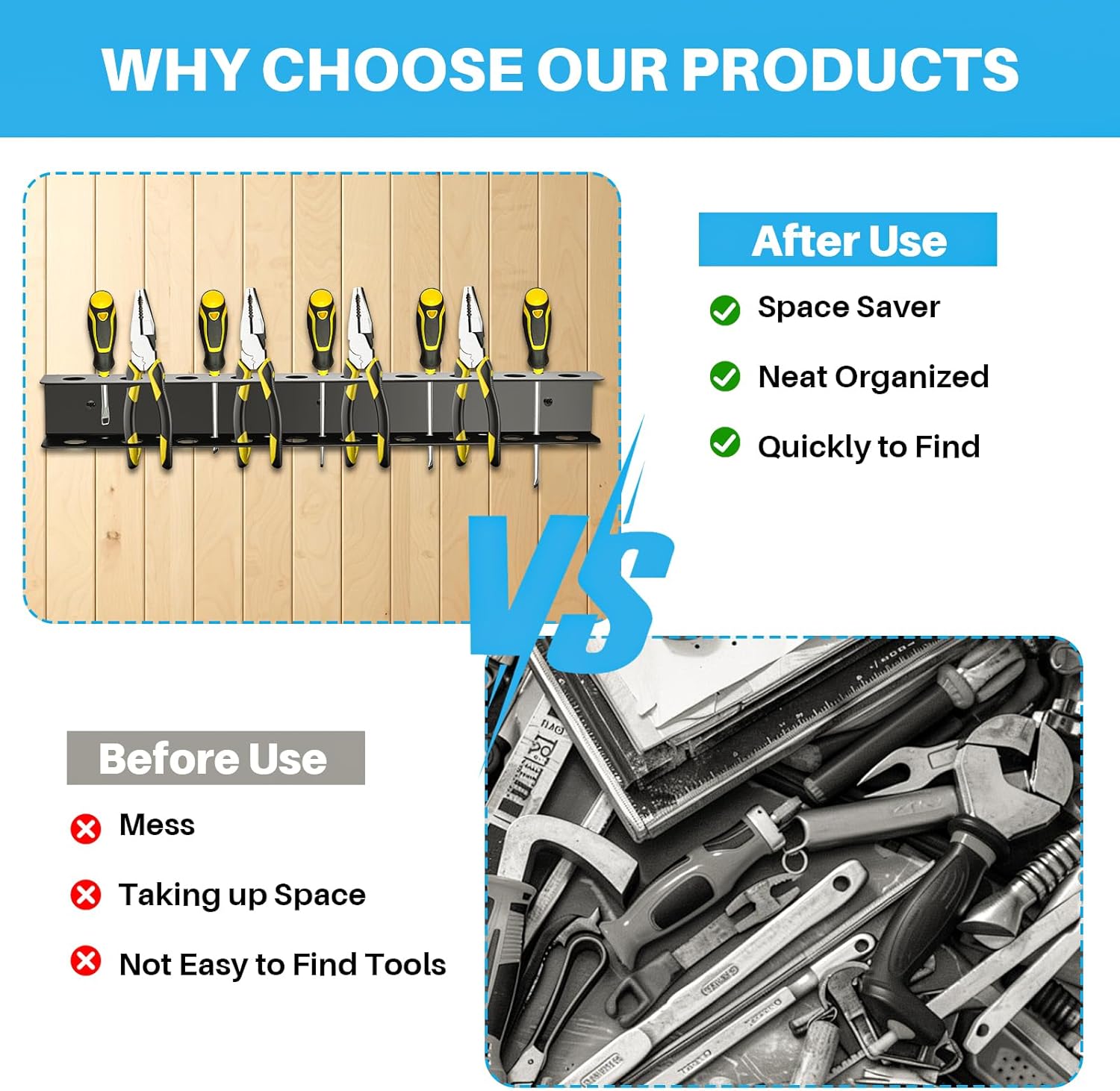 TSUMAZRURE Screwdriver Wall Rack, Screw Driver Holder and Screwdriver Rack, Tool Organizer Rack with Screw Driver Holders Organizers, Wall Mounted Tool Rack for Garage Tool Storage Rack (black)