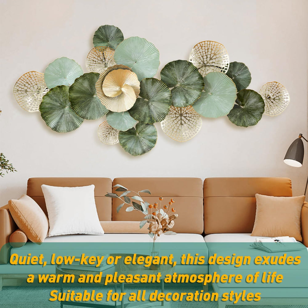 edaknez 53" Large Metal Wall Art, 3D Lotus Leaf Wall Decor for Living Room