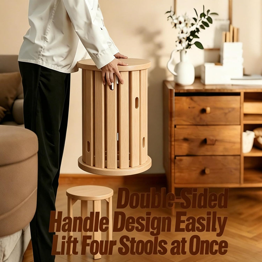 Stackable Stools Set of 4,Round Wood Stool Side Table/18 H Stackable End Tabl...