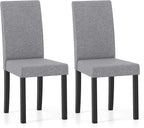Giantex Upholstered Dining Chair Set of 2, Mid Century Modern Fabric Kitchen Chairs with Rubber Wood Legs, Thick Padded Seat, High Back, Side Armless Chairs for Living Dining Room (Gray)