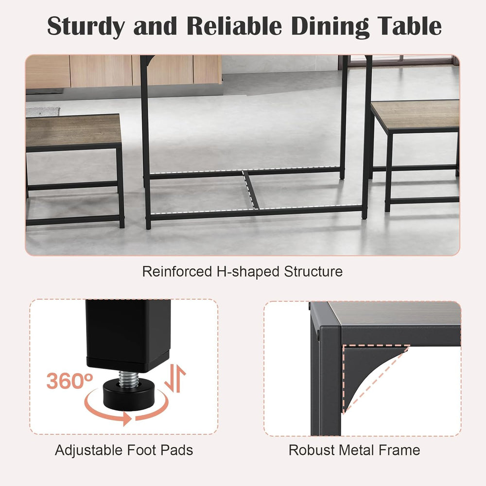 Giantex 3-Piece Dining Table Set for 2, Small Industrial Kitchen Table with 2...