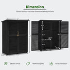 MCombo Outdoor Storage Cabinet, Wooden Storage Shed with Latch, Outside Garden Tool Shed with 2 Doors for Patio Yard Lawn, 1900 (Black, Large)