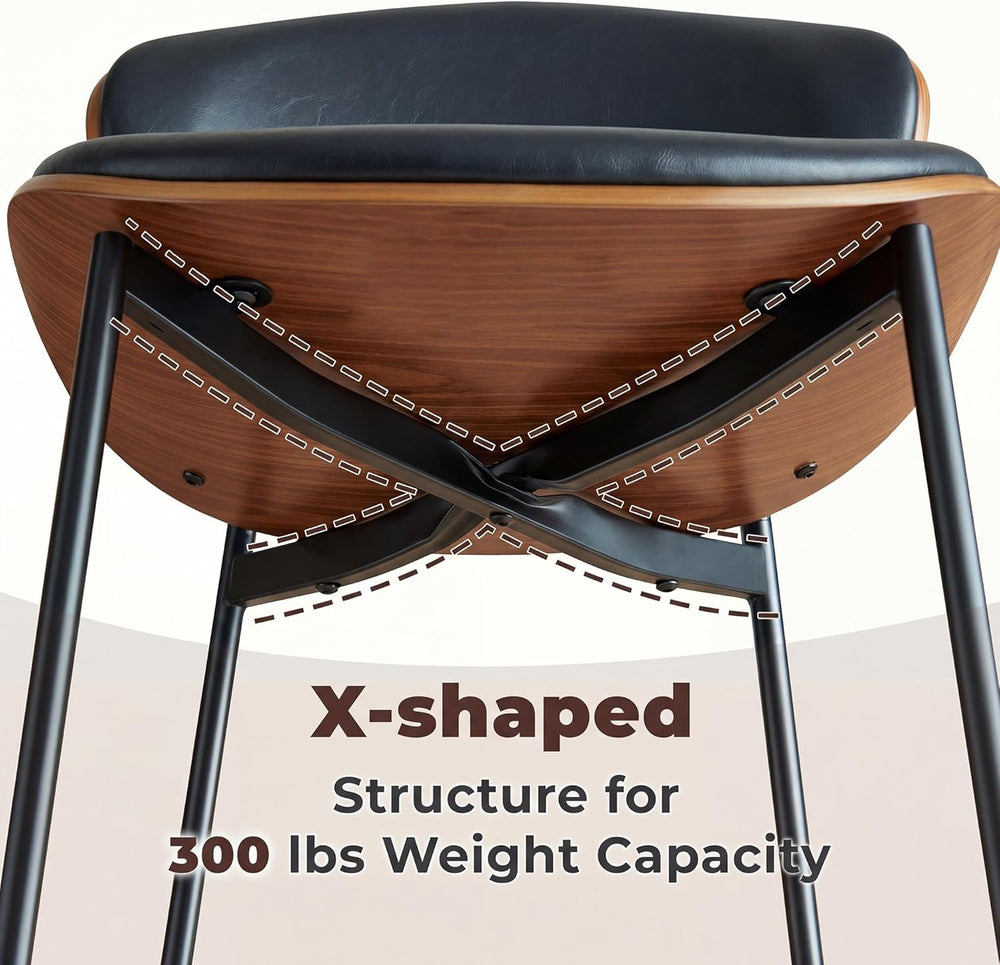 BedsPick Mid-Century Modern Dining Chairs Set of 2, PU Leather Upholstered Di...