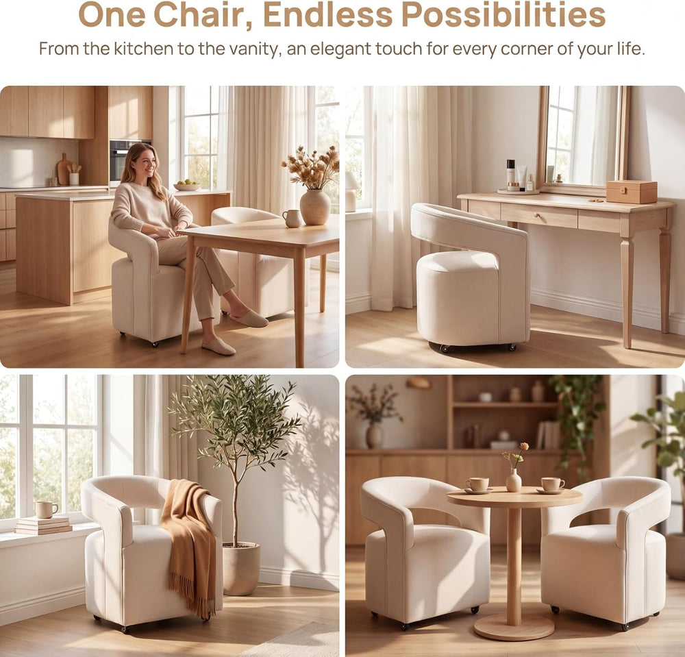 DUOMAY Modern Upholstered Dining Chairs with Swivel Casters - Set of 4 - Cont...
