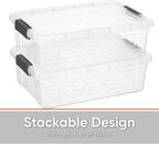 Superio Clear Storage Boxes with Lids, 13.7 Quart Plastic Container Bins for Organizing, Stackable Crates, BPA Free, Non Toxic, Odor Free, Organizers for Home, Office and Dorm, 6 Pack