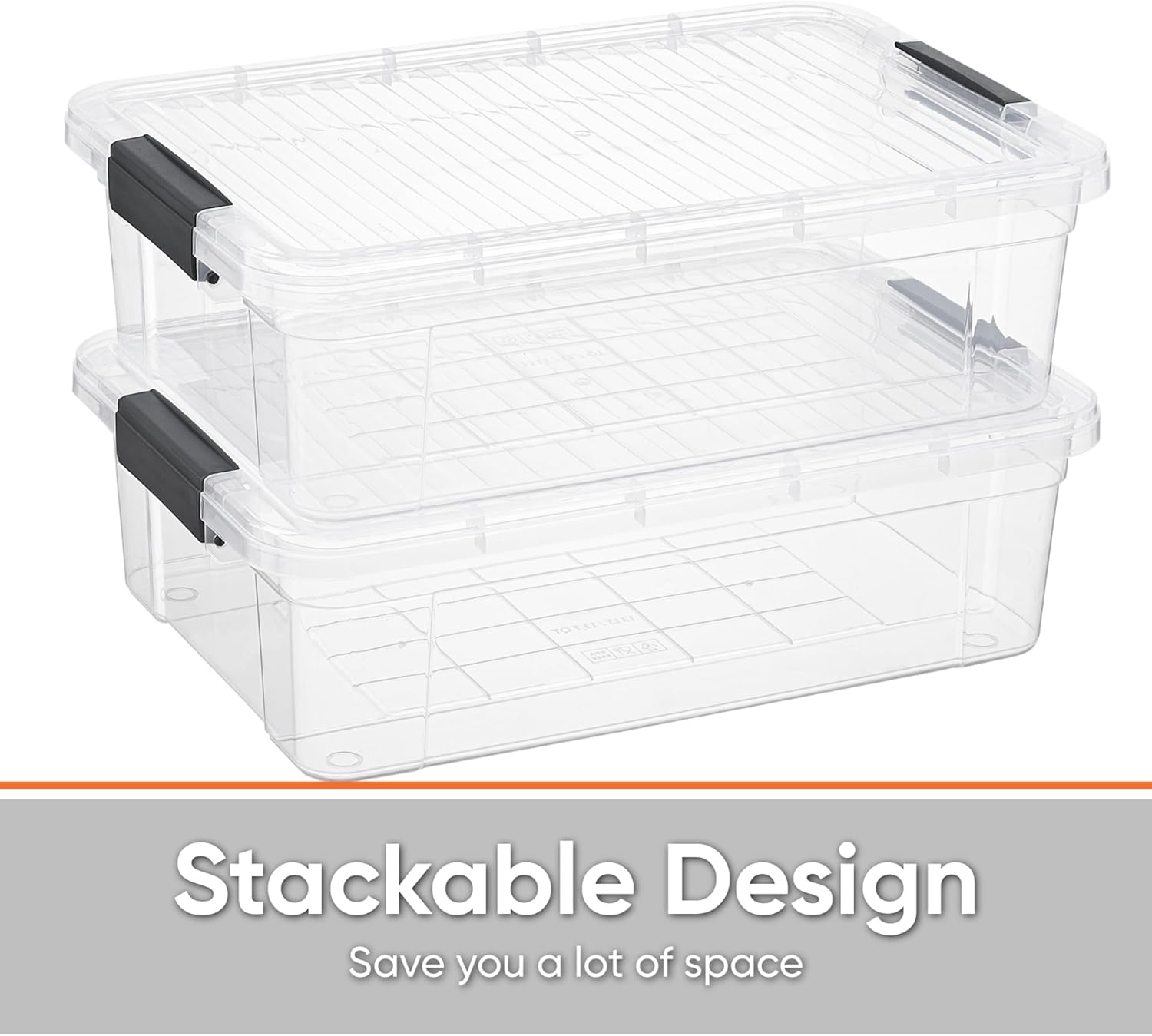 Superio Clear Storage Boxes with Lids, 13.7 Quart Plastic Container Bins for Organizing, Stackable Crates, BPA Free, Non Toxic, Odor Free, Organizers for Home, Office and Dorm, 6 Pack