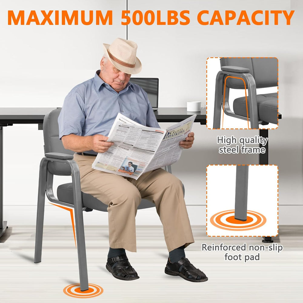 CLATINA Big & Tall 500 lbs Waiting Room Guest Chair, Leather Office Recep...