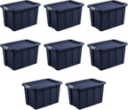 Sterilite 8-Pack Storage Bins with Lids, Heavy Duty Totes, Tuff1, 30 Gallon, Dark Indigo