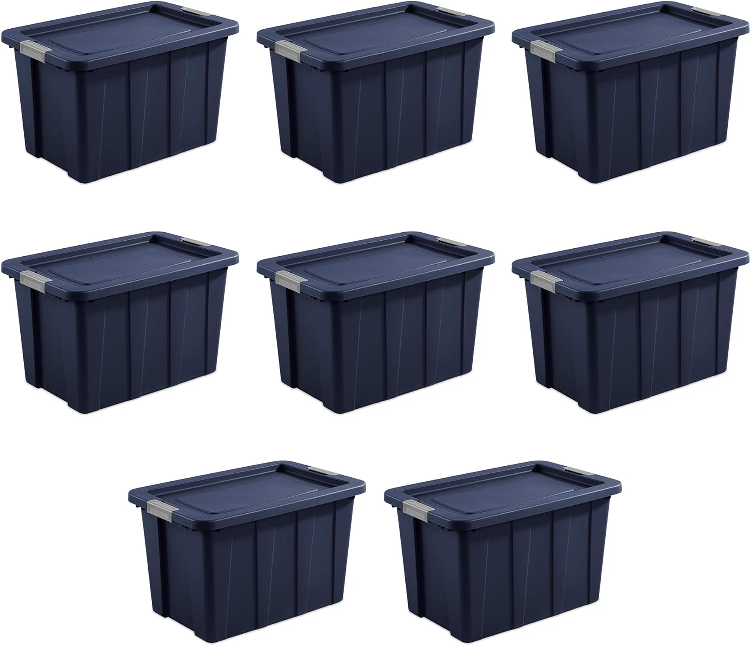 Sterilite 8-Pack Storage Bins with Lids, Heavy Duty Totes, Tuff1, 30 Gallon, Dark Indigo