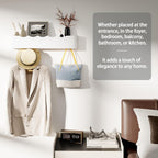 Coat Rack Wall Mount with Shelf 4 Hidden Hooks Modern Wooden Key Holder Entryway Organizer for Hallway Bedroom Bathroom Home Decor Storage for Hanging Coats Hats Bags Towels, Wave-Shape White