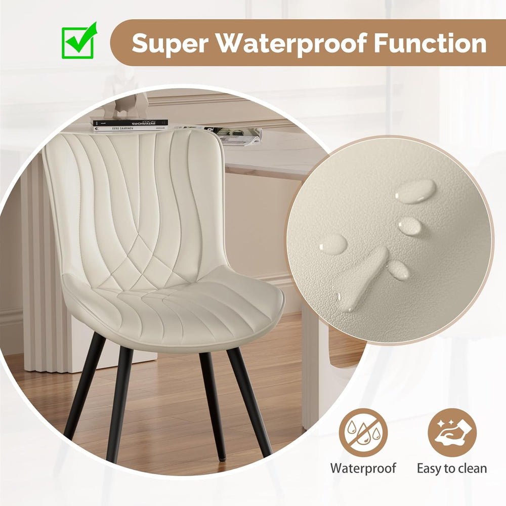 Dining Chair Set of 4 PU Leather Dining Room Chairs Upholstered Comfy Dining ...