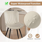 Dining Chair Set of 2 PU Leather Dining Room Chairs Upholstered Comfy Dining Chairs Modern Kitchen Armless Side Chair with Sturdy Metal Legs,Beige