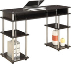 Convenience Concepts Designs2Go No Tools Desk Home Office Desk with Shelves, Corner Shelf Vanity Desk Computer Desk Nail Table for Nail Tech - 47.25" L x 15.75" W x 30" H, Espresso