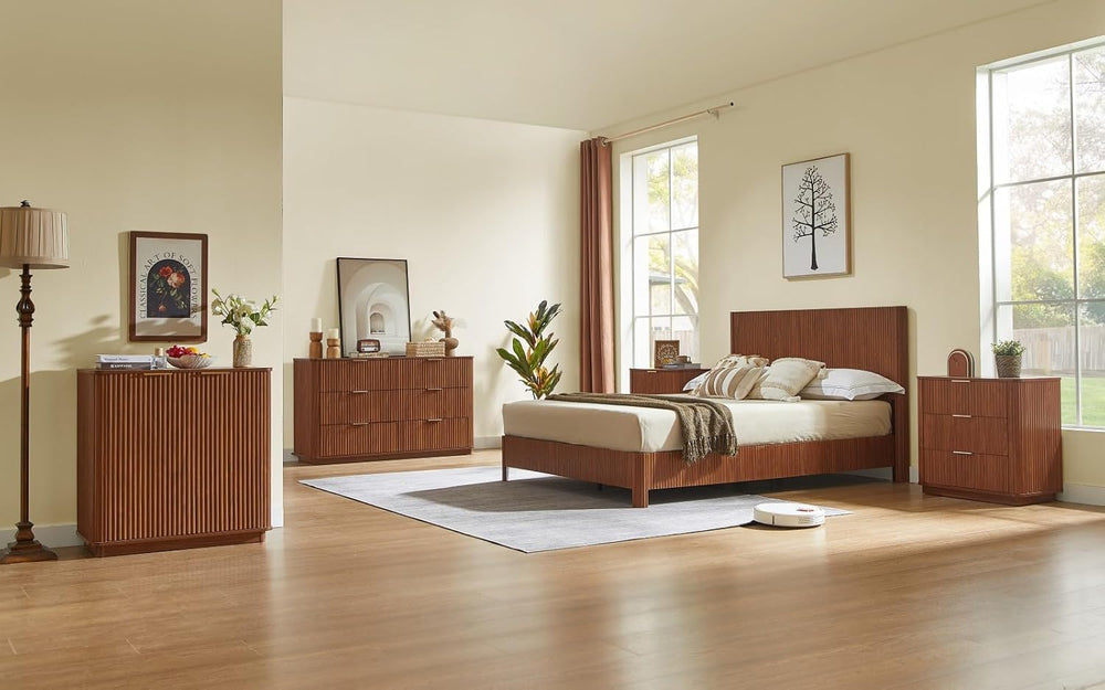 Buffet Cabinet with Curved Wave Design, Multi-Functional Sideboard with Adjus...