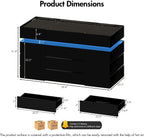 Luxury Glossy Closet Island with 16 Drawers, Modern LED Wardrobe Armoire Island with Glass Top, Luxury Walk-in Closet Island for Cloakroom (Black)