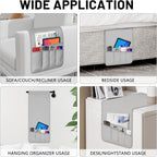 Remote Control Holder for Armchair, Couch Caddy Organizer TV Remote Holder for Bed Storage 5 Pockets, Remote Caddy Bedside Organizer Bedside Table Organizer (LightGray, 35"x12.4")