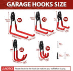 3-H Garage Wall Hooks 34 Pack, Garage Hooks Heavy Duty with Extra Welding Spots, Garage Organizer for Garden, Lawn, Chairs, Ladders, WeedEater, Shovel (Red)
