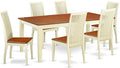 East West Furniture QUIP7-BMK-W 7 Piece Kitchen Table Set Consist of a Rectangle Dining Table with Butterfly Leaf and 6 Dining Room Chairs, 40x78 Inch, Buttermilk & Cherry