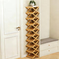 2-10 Tiers No-Assembly Bamboo Rack, No-Tool Assembly, Foldable Storage Shelf, Vertical Shoe Organizer for Small Spaces, The 9-Tier No-Assembly Bamboo Rack (Natural,9 Tier)
