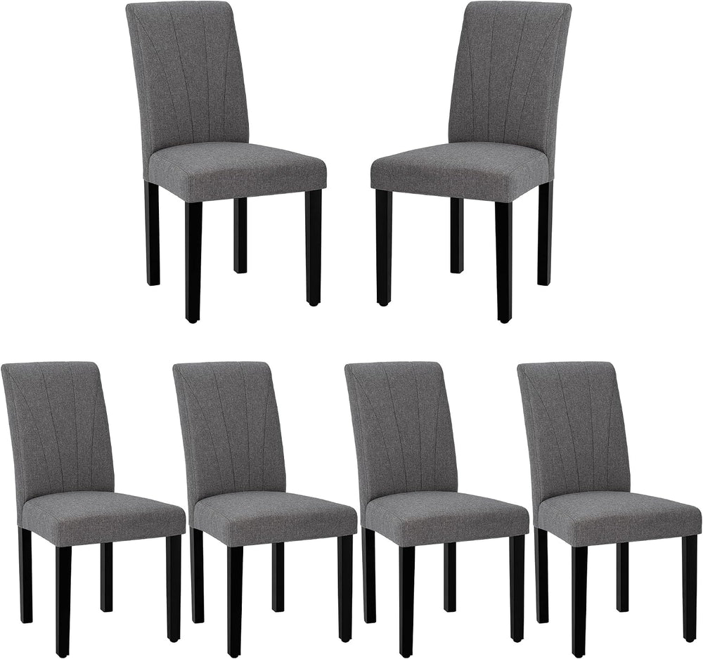 VECELO Upholstered Dining Chairs Set of 6, Modern Fabric and High Back & ...