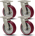 SY America 6" X 2" Casters Wheels,Heavy Duty Casters Set of 4，Polyurethane on Aluminum Wheels,4 Swivel Casters,5200 LBS Load Capacity