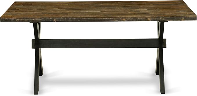 East West Furniture X677MZ650-9 9 Piece Dining Set Includes a Rectangle Dining Room Table with X-Legs and 8 Dark Gotham Grey Linen Fabric Upholstered Chairs, 40x72 Inch, Multi-Color