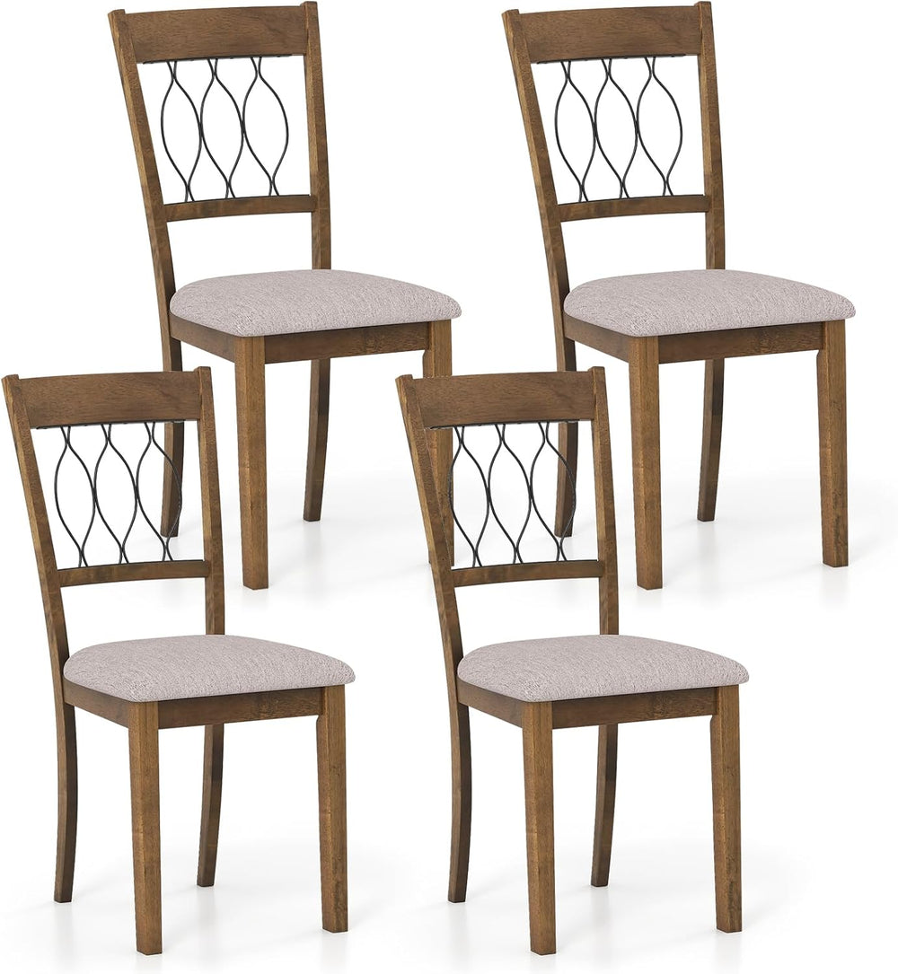 Giantex Dining Chairs Set of 4, Fabric Upholstered Armless Kitchen Chairs w/H...