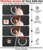 27.56 Inches Tall Heavy Duty Biometric Safe Box with Fireproof Waterproof Bag, Large Document Storage Anti-Theft Dual Alerts, Mute Mode, Digital Security for Business