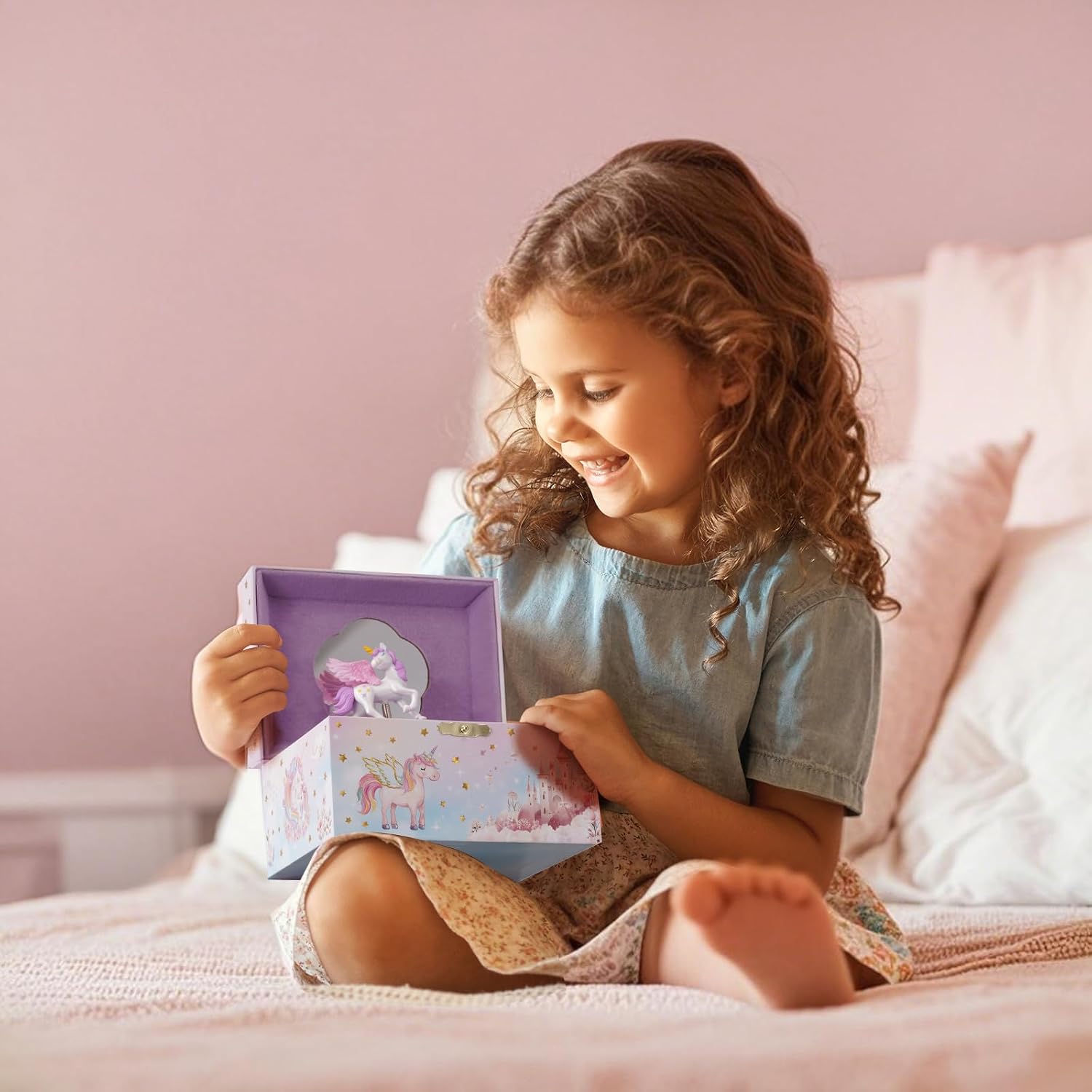 ProCase Unicorn Jewelry Box for Girls, Kids Musical Jewelry Boxes with Spinning Unicorn Doll, Birthday Gifts for Little Girls Children Toddler Ages 3 4 5 6 7 8 -Unicorn (Box Only)